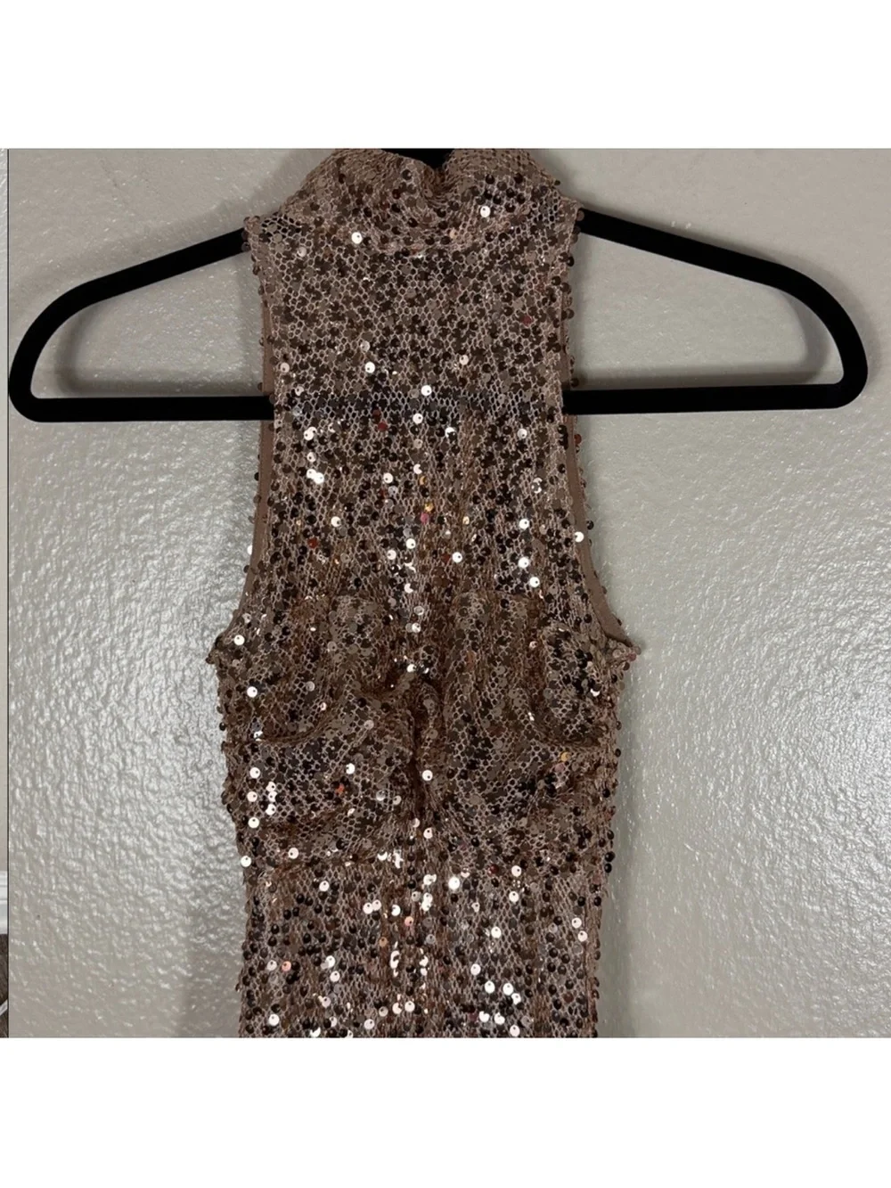 Delfi Collective Avelie Ruched Sequin Dress in Nude - Picture 7 of 15